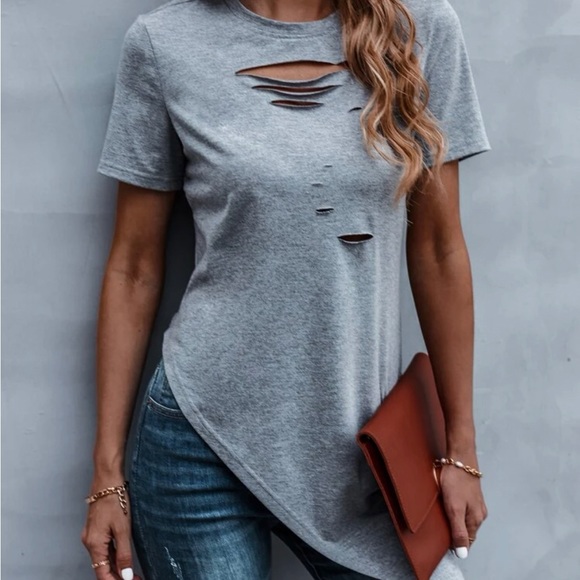 Asymmetrical Grey Shirt - Picture 1 of 3